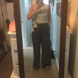 Ny&c black and white pinstripe jumpsuit. NWT